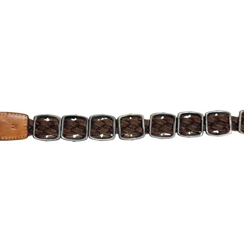 Brighton Vintage 1996 Womens Braided Leather Western Concho Belt Brown Size M